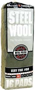 Homax 106602-06 Steel Wool, #00 Grit, Very Fine, Gray