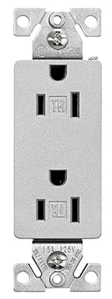 Eaton Wiring Devices TR1107SG-SP-L Duplex Receptacle, PVC, Silver Granite, 2-Pole, 15 A, 125 V, Push-in, Side Wiring, Pack of 10
