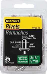 STANLEY PAA68-5B Pop Rivet, Reusable, 2 in L, Aluminum