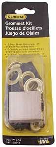 General 71264 Grommet Kit, Includes: Anvil, Cutting Block, (48) 1/2 in Grommets, Hole Cutter and Mandrill, Brass