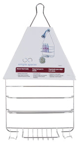 Simple Spaces SS-SC-25-CH-3L Shower Caddy, 2-Shelf, Steel, 10 in OAW, 19 in OAH, 4-1/4 in OAD, 10 lb