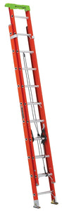 Louisville L-3022-20PT Extension Ladder, 240 in H Reach, 300 lb, 20-Step, 1-1/2 in D Step, Fiberglass, Orange