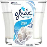 Glade 76958 Air Freshener Candle, 3.4 oz Jar, Clean Linen, Pack of 6