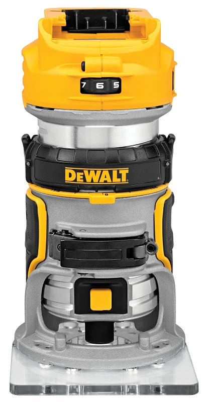 DEWALT DCW600B Router, 20 V, 5 Ah, 25,500 rpm Load, Includes: Fixed Base, Instruction Manual, Router Motor, Wrench