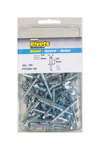 Surebonder 1/4 in. D X 1/4 in. Steel Rivets Silver 100 pk