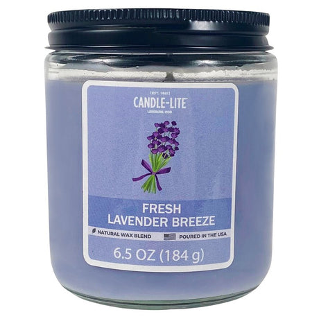 Candle-Lite 4603404 Jar Candle, 6.5 oz Candle, Fresh Lavender Breeze Fragrance, Up to 40 hr Burning, Pack of 6