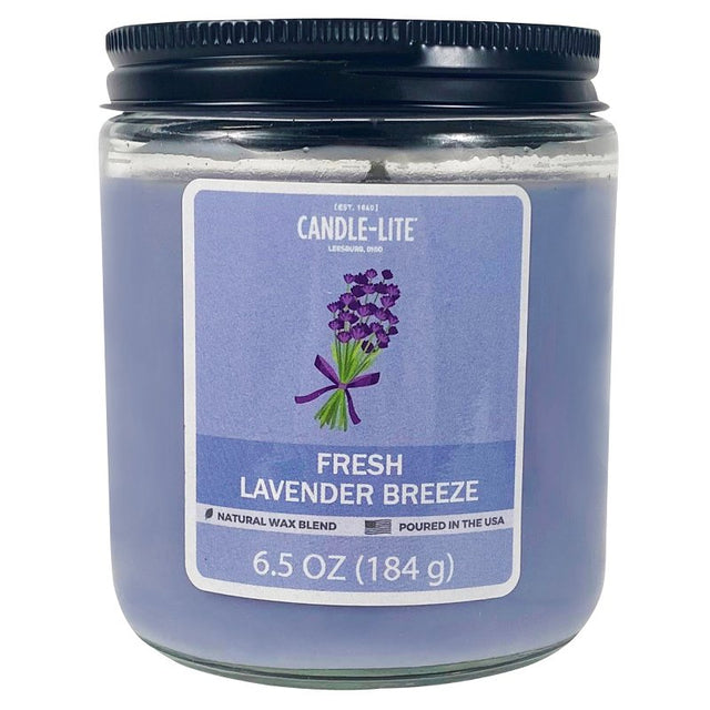 Candle-Lite 4603404 Jar Candle, 6.5 oz Candle, Fresh Lavender Breeze Fragrance, Up to 40 hr Burning, Pack of 6