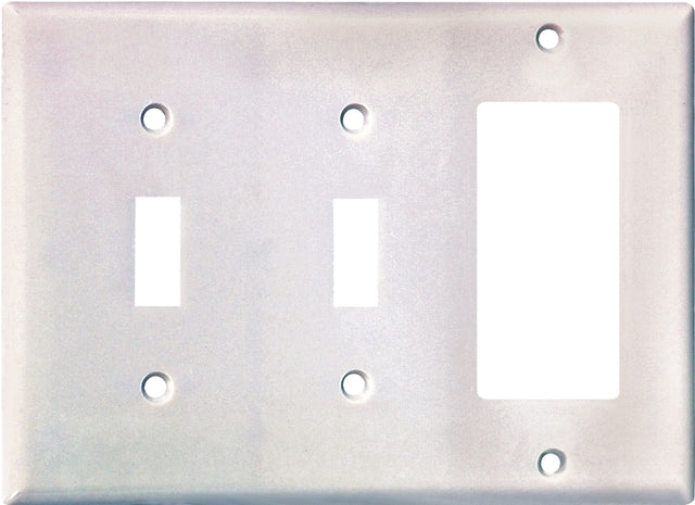 Eaton Wiring Devices 2173W-BOX Combination Wallplate, 4-1/2 in L, 6-3/8 in W, Standard, 3-Gang, Thermoset, White, Flush