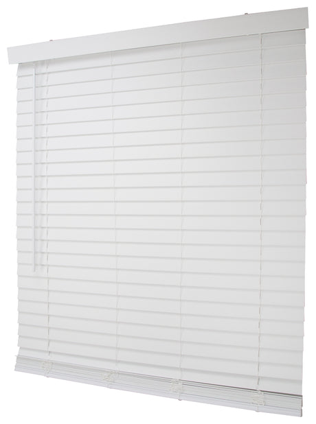 Simple Spaces FWMB-20 Blind, 64 in L, 47 in W, Faux Wood, White, 2 in Slat Width, Pack of 2