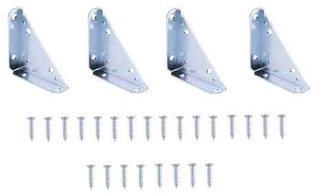 ProSource 22492ZCB-PS Corner Brace, 4 in L, 4 in W, 5/16 in H, Steel, Zinc-Plated, 2.5 mm Thick Material