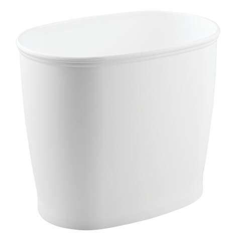 iDesign Kent 2 gal White Plastic Oval Wastebasket