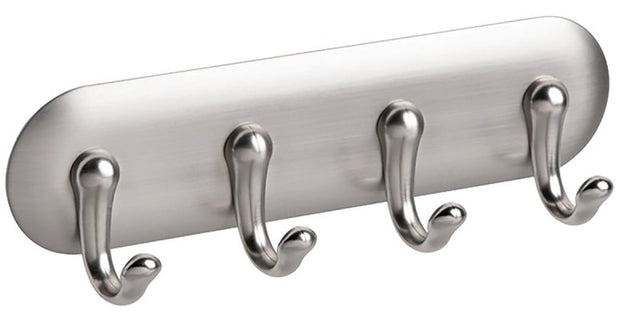 iDESIGN 54470 Key Rack, 4-Key Hook, Stainless Steel, Silver, Brushed, 7 in L, Pack of 4