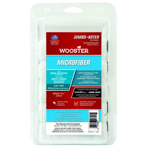 Wooster Jumbo Koter Microfiber 4.5 in. W X 3/8 in. Mini Paint Roller Cover 10 pk