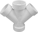 IPEX 192352 Double Pipe Wye, 2 in, Hub, PVC, White, SCH 40 Schedule