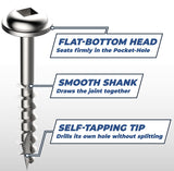 Kreg SML-C1 - 100 Screw, 1 in L, Coarse Thread, Maxi-Loc Head, Square Drive, Self-Drilling Point, Steel, Zinc, 100 PK