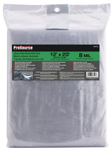 ProSource T1220GS140 Heavy-Duty Tarp, 20 ft L, 12 ft W, 8 mil Thick, Polyethylene, Green/Silver