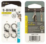 Nite Ize LSBM-11-2R3 Key Carabiner, 1.39 in OAL, 0.62 in Dia Ring, Stainless Steel, Silver