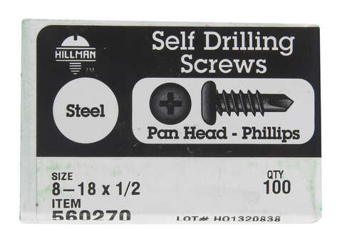 Hillman No. 8-18 X 1/2 in. L Phillips Pan Head Self- Drilling Screws 100 pk