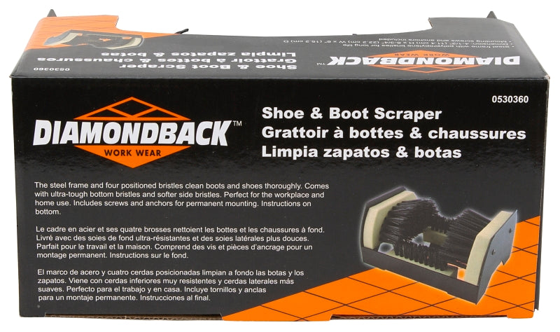 Diamondback ZJ1016 Shoe and Boot Scraper, Polypropylene Bristle