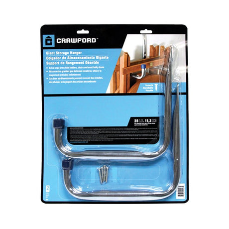 Crawford GSH Heavy-Gauge Storage Hanger Hook, 25 lb, Wall, Steel, Zinc-Plated