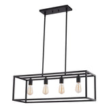 Boston Harbor LS10505 Farmhouse Chandelier, 120 V, 60 W, 1-Tier, 4-Lamp, Metal Fixture, Black Fixture, Matte Fixture