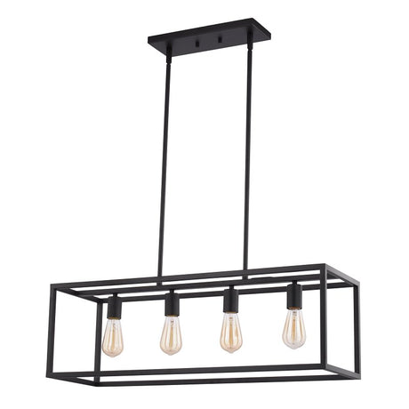 Boston Harbor LS10505 Farmhouse Chandelier, 120 V, 60 W, 1-Tier, 4-Lamp, Metal Fixture, Black Fixture, Matte Fixture