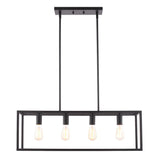 Boston Harbor LS10505 Farmhouse Chandelier, 120 V, 60 W, 1-Tier, 4-Lamp, Metal Fixture, Black Fixture, Matte Fixture