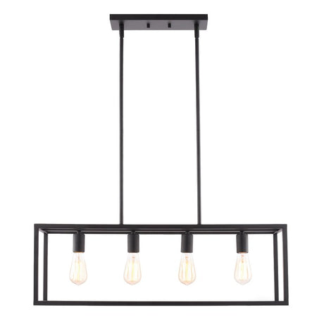 Boston Harbor LS10505 Farmhouse Chandelier, 120 V, 60 W, 1-Tier, 4-Lamp, Metal Fixture, Black Fixture, Matte Fixture