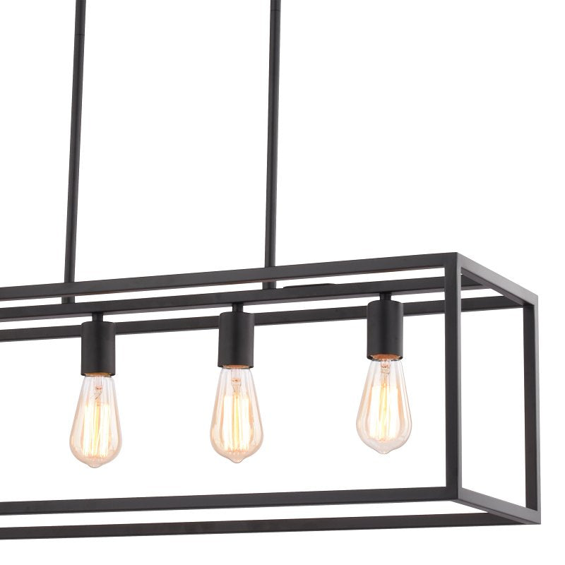 Boston Harbor LS10505 Farmhouse Chandelier, 120 V, 60 W, 1-Tier, 4-Lamp, Metal Fixture, Black Fixture, Matte Fixture