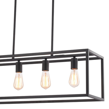 Boston Harbor LS10505 Farmhouse Chandelier, 120 V, 60 W, 1-Tier, 4-Lamp, Metal Fixture, Black Fixture, Matte Fixture