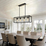 Boston Harbor LS10505 Farmhouse Chandelier, 120 V, 60 W, 1-Tier, 4-Lamp, Metal Fixture, Black Fixture, Matte Fixture