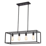 Boston Harbor LS10505 Farmhouse Chandelier, 120 V, 60 W, 1-Tier, 4-Lamp, Metal Fixture, Black Fixture, Matte Fixture
