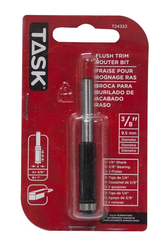 Task T24322 Router Bit, 1/4 in Dia Shank, Steel