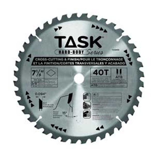 Task Hardbody T22407 Cross Cutting and Finishing Saw Blade, 10 in Dia, 5/8 in Arbor, 60-Teeth, Carbide Cutting Edge