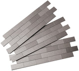 Aspect A9550 Wall Tile, Subway, 12 in L, 4 in W, 1/8 in Thick, Aluminum/Polymer, Brushed Stainless Steel, Pack of 5