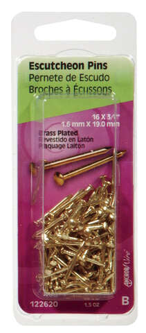 HILLMAN 16 Ga. X 3/4 in. L Brass-Plated Steel Escutcheon Pins 1 pk 1.5 oz, Pack of 6