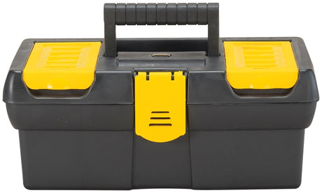 STANLEY STST13011 Tool Box with Tote Tray, 1.1 gal, Plastic, Black/Yellow, 4-Compartment