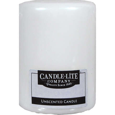 Candle-Lite White No Scent Pillar Candle, Pack of 12