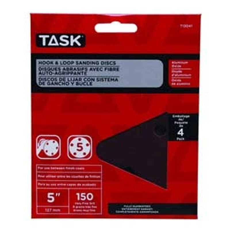 TASK T13051 Sanding Disc, 5 in Dia, 150 Grit, Aluminum Oxide Abrasive, 8-Hole