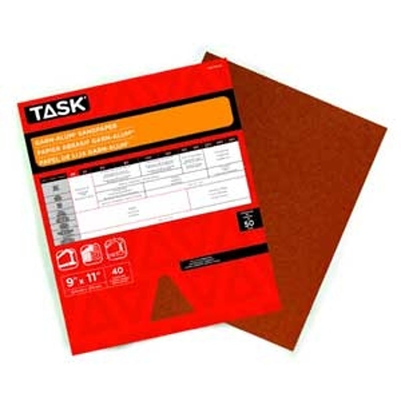 TASK Garn-Alum GAO14220 Sandpaper, 11 in L, 9 in W, Very Fine, 220 Grit, Aluminum Oxide Abrasive, Pack of 50