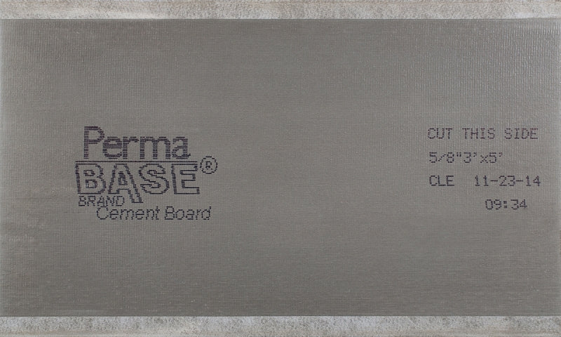 PermaBase CB36580500 Backer Board, 5 ft L, 3 ft W, 5/8 in Thick, Cement/Polystyrene, Gray, Pack of 40