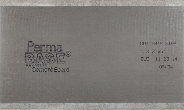 PermaBase CB36580500 Backer Board, 5 ft L, 3 ft W, 5/8 in Thick, Cement/Polystyrene, Gray, Pack of 40