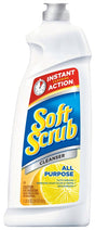 Soft Scrub 00865 Kitchen and Bathroom Cleaner, 24 oz Bottle, Liquid, Lemon, White