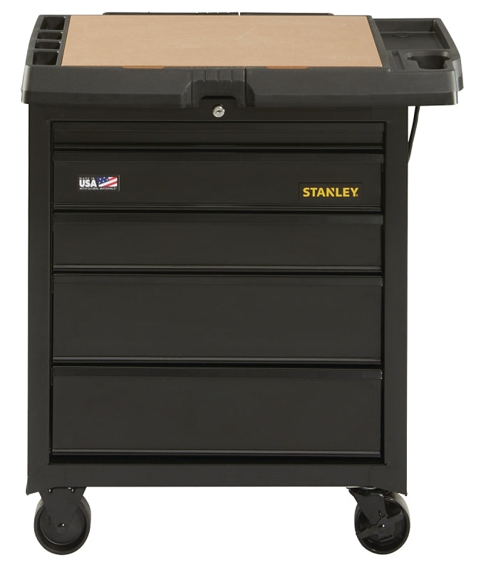 STANLEY 100 Series STST23151BK Mobile Workbench, 31-1/2 in OAW, 21-3/4 in OAD, 33-1/4 in OAH, 500 lb, 5-Drawer, Black