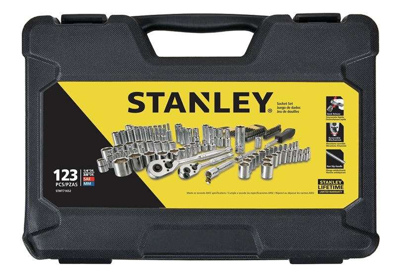 STANLEY STMT71652 Mechanics Tool Set, 123-Piece, Steel, Polished Chrome