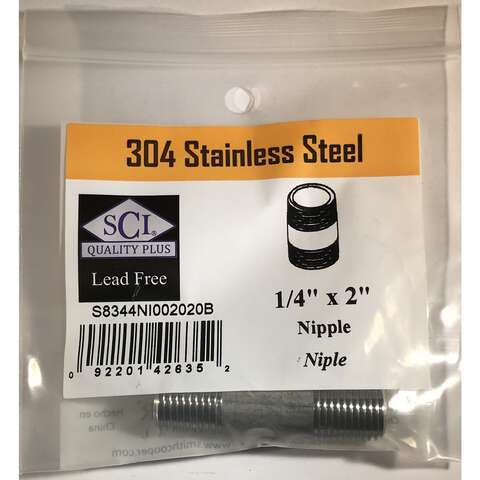 Smith-Cooper 1/4 in. MPT Stainless Steel 2 in. L Nipple
