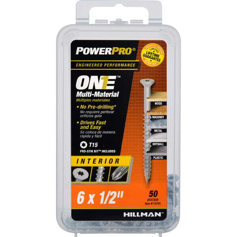 HILLMAN POWERPRO ONE No. 6 X 1/2 in. L Star Flat Head Coarse Multi-Material Screw