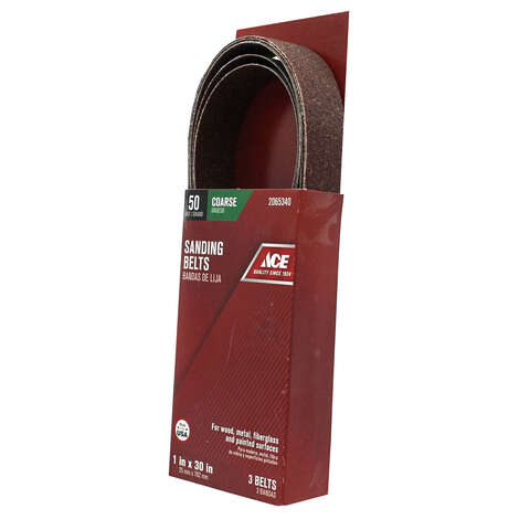 Ace 30 in. L X 1 in. W Aluminum Oxide Sanding Belt 50 Grit Coarse 3 pc