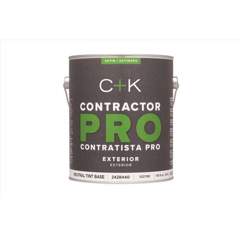 C+K Contractor Pro Satin Tint Base Neutral Base Paint Exterior 1 gal, Pack of 4