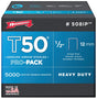 Arrow T50 Series 508IP Staple, For: ET50, ET50BN, ET50PBN Stapler, 3/8 in W Crown, 1/2 in L Leg